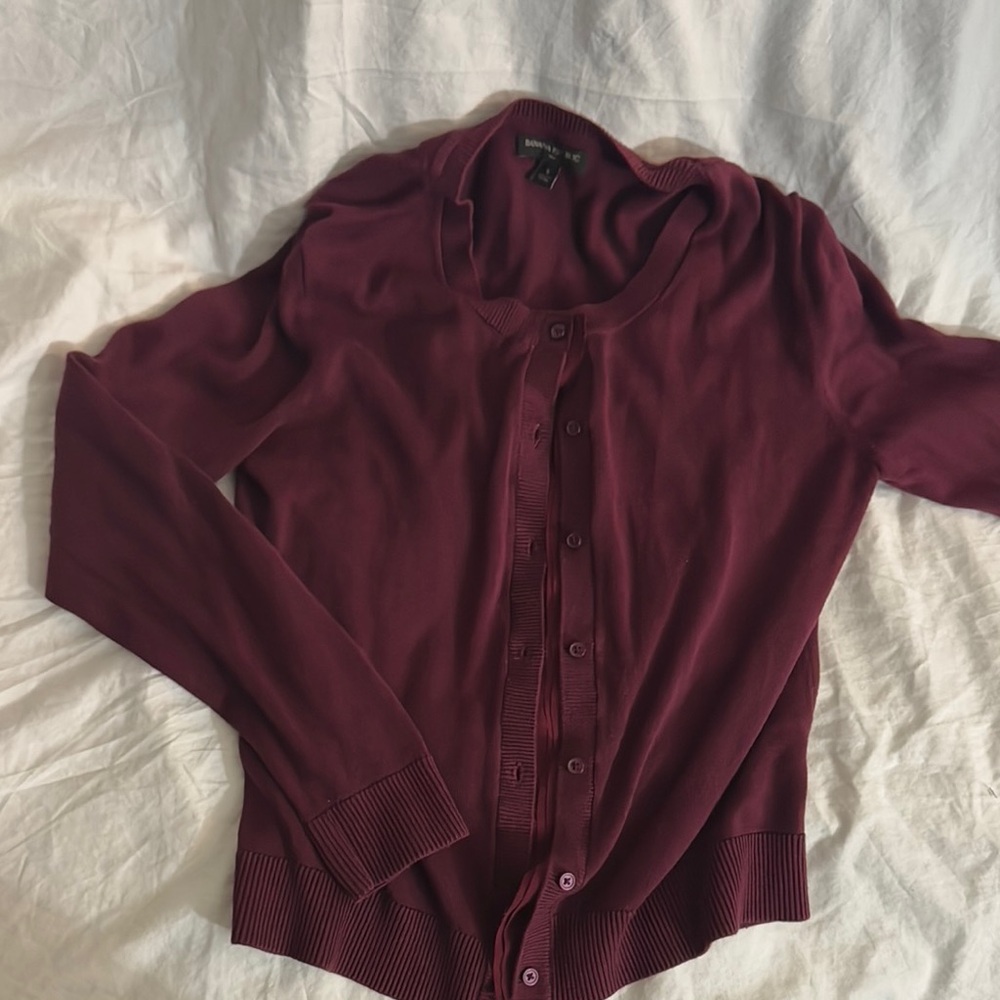 Banana Republic Maroon Cardigan size small 100% cotton